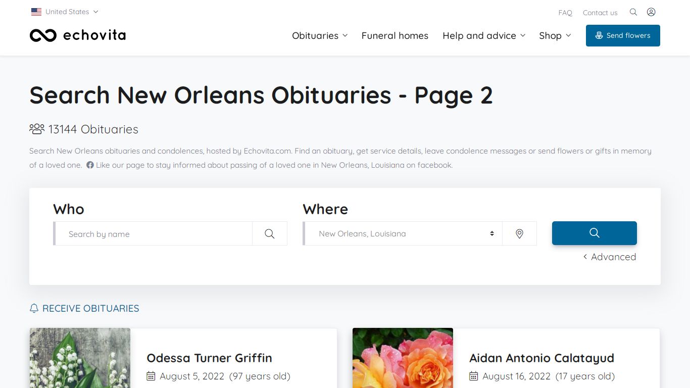 Latest Obituaries in New Orleans, LA | p.2 - Echovita